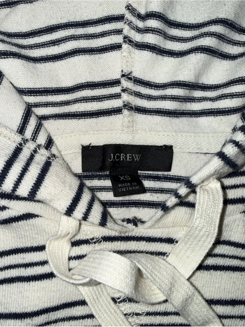 Women’s Striped Hooded Pullover Sweatshirt - White & Navy XS